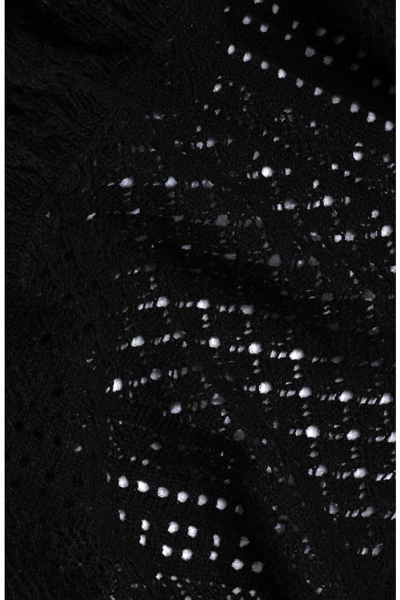 Pointelle Ruffle Scarf, Alternate, color, Black