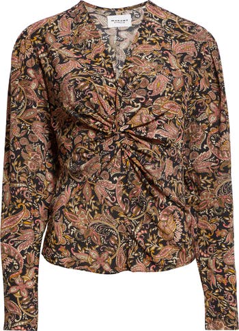 Isabel Marant Étoile Zekia Paisley Print Twist Front Top