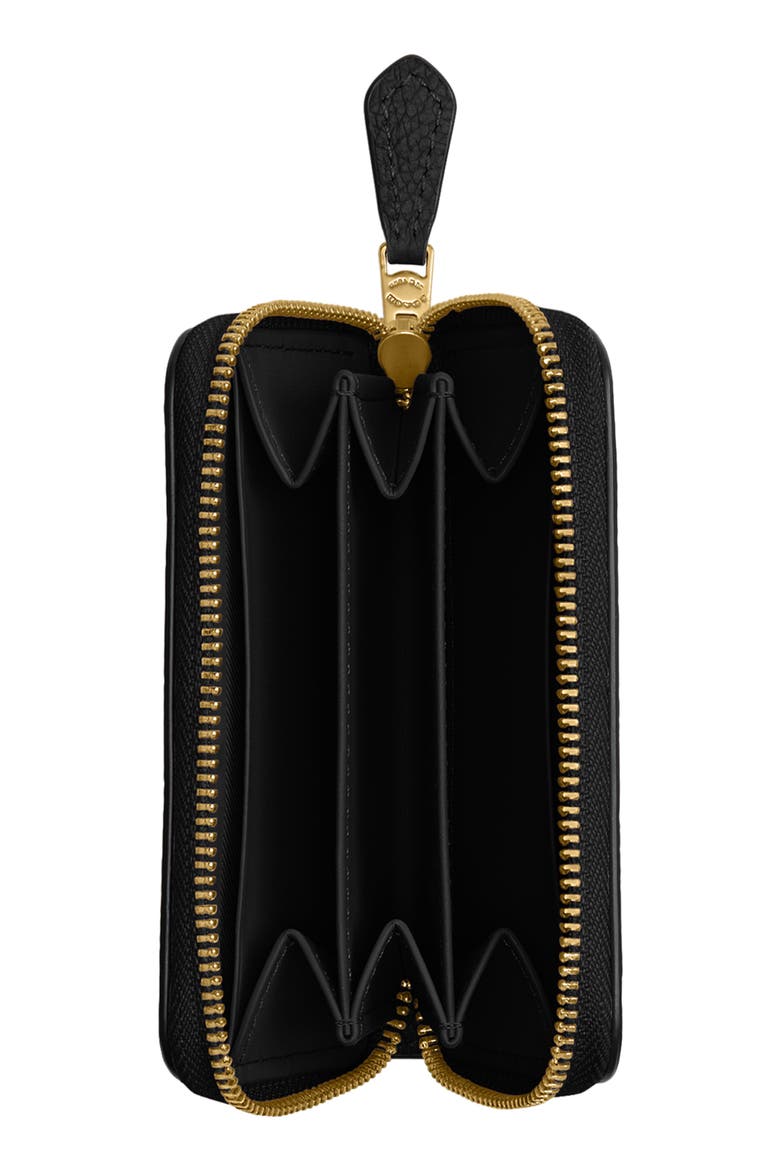 Small Essential Pebbled Leather Zip Around Card Holder, Alternate, color, B4/BLACK
