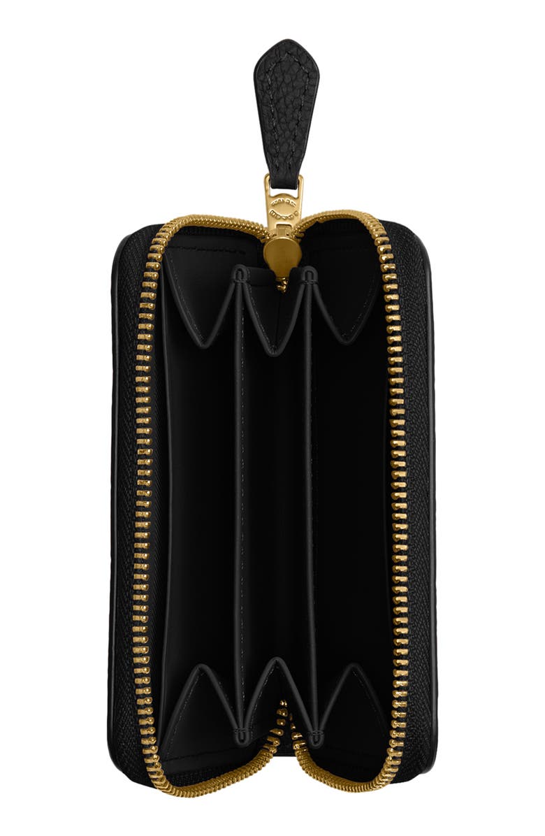 COACH Small Essential Pebbled Leather Zip Around Card Holder, Alternate, color, B4/Black