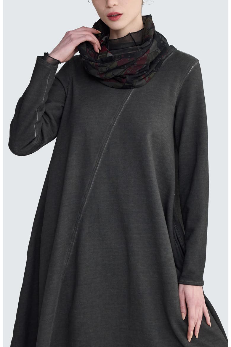 Dewy Sculptural Jersey Collar Scarf, Alternate, color, Smoky Print
