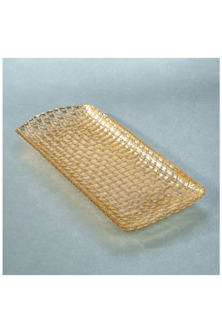 Braided Rectangular Serving Tray, Alternate, color, GOLD
