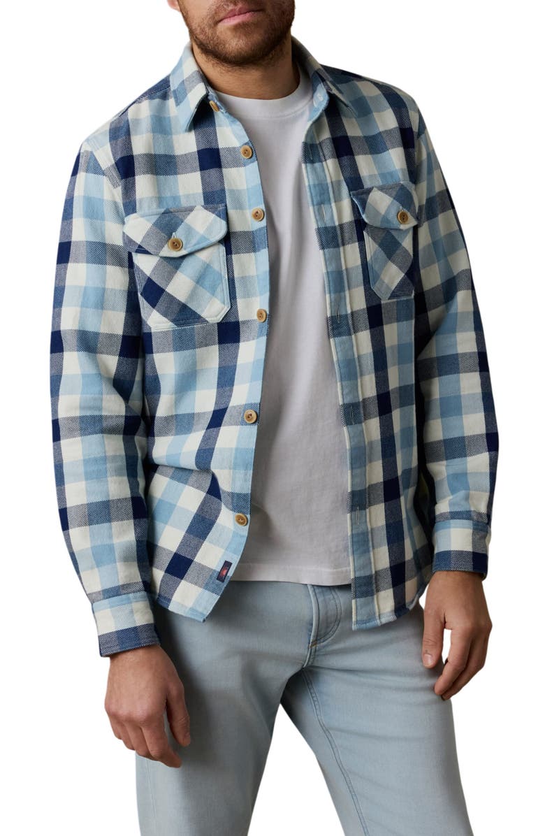 Faherty Check Organic Cotton Flannel Button-Up Overshirt, Main, color, 