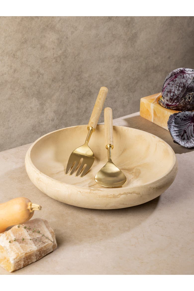 Florence Salad Bowl and Servers, Alternate, color, Beige
