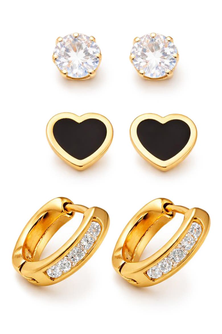 Set of 3 Assorted Earrings, Main, color, BLACK