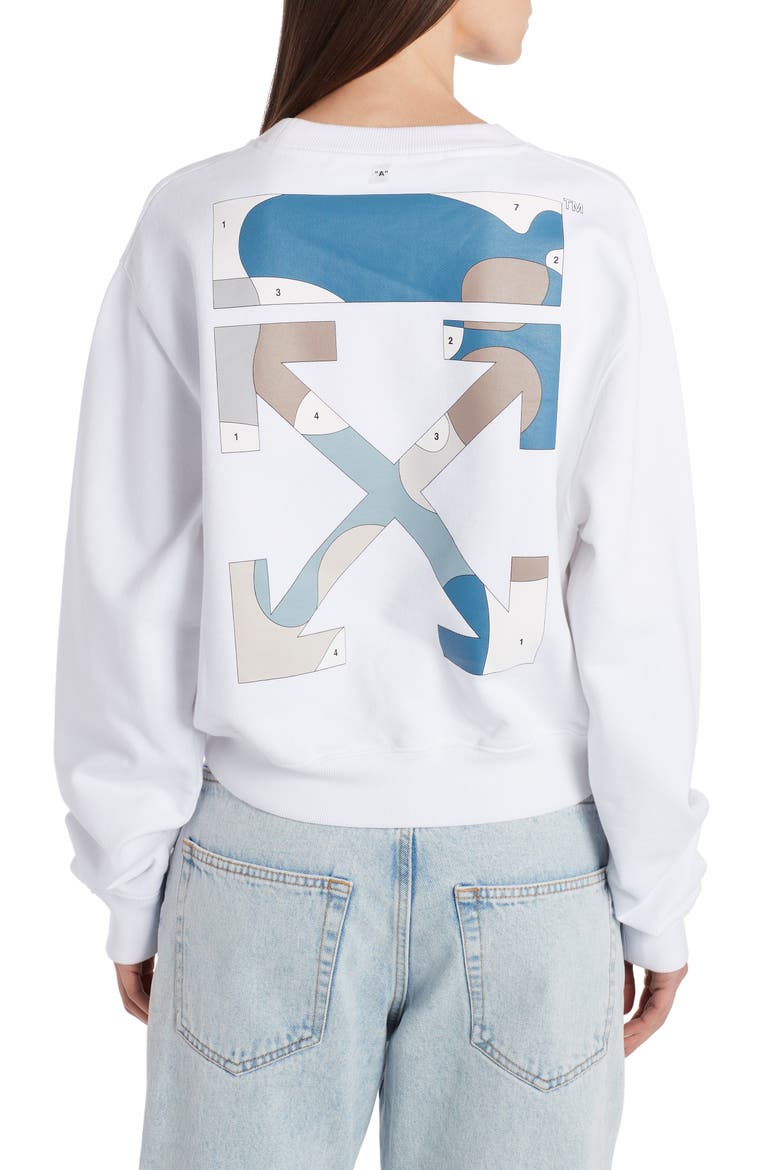Puzzle Arrow Logo Cotton Sweatshirt, Alternate, color, WHITE MULTICOLOR