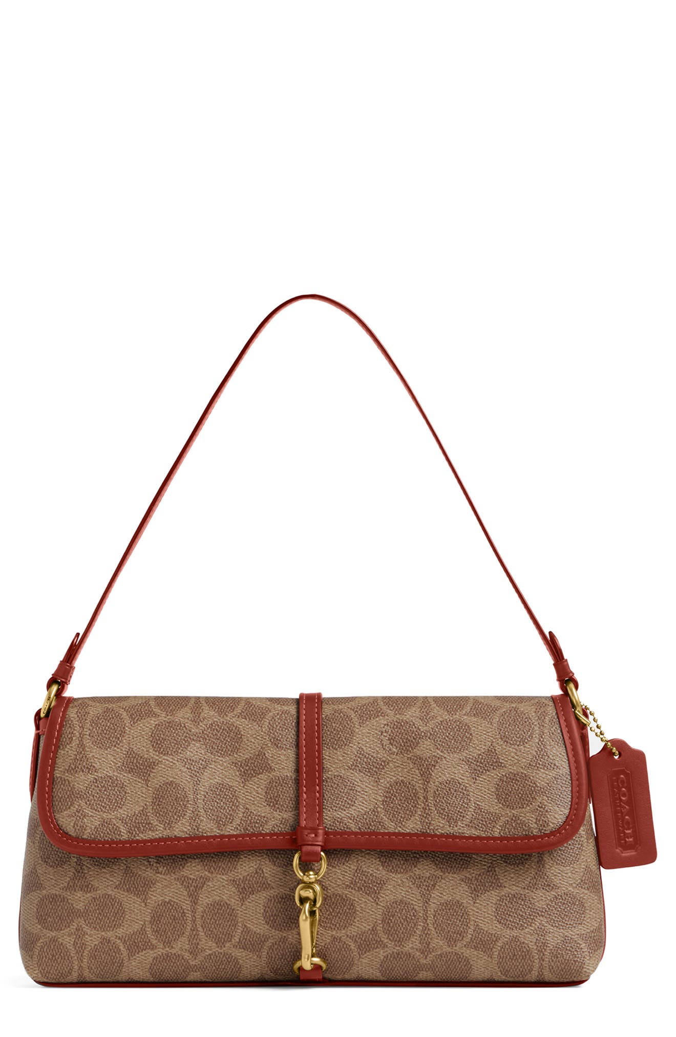 COACH Hampton Signature Coated Canvas & Leather Shoulder Bag, Main, color, 