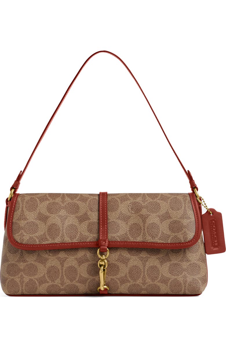 COACH Hampton Signature Coated Canvas & Leather Shoulder Bag, Main, color,