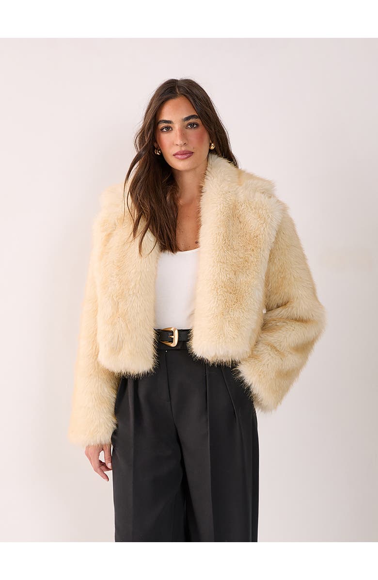 NASTY GAL Tipped Faux Fur Crop Jacket, Main, color, Lemon