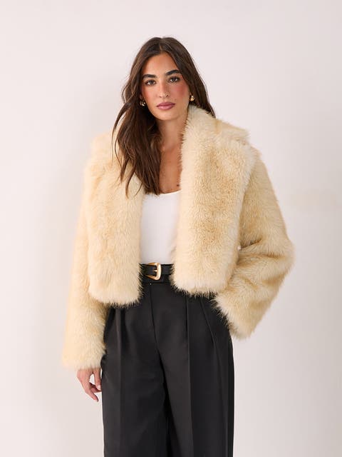 Tipped Faux Fur Crop Jacket