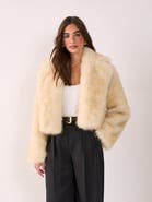NASTY GAL Tipped Faux Fur Crop Jacket