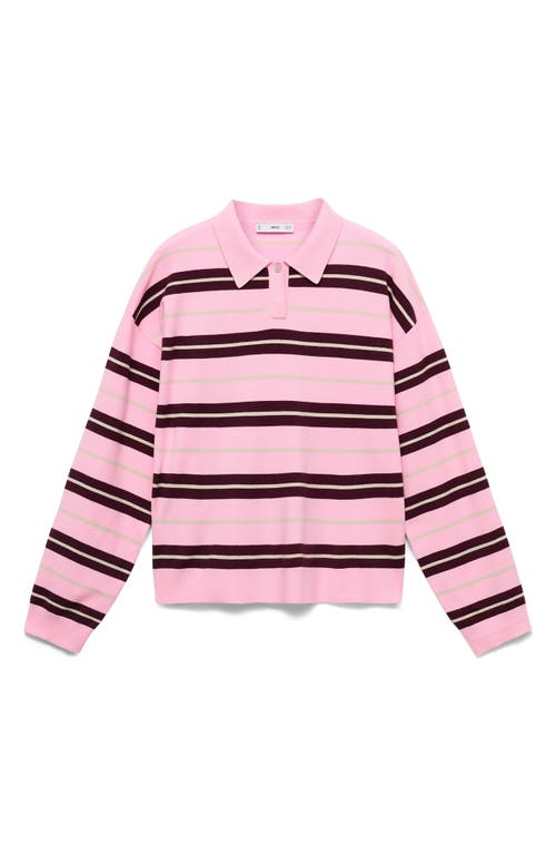 Mango Women's Striped Polo-neck Sweater In Pink
