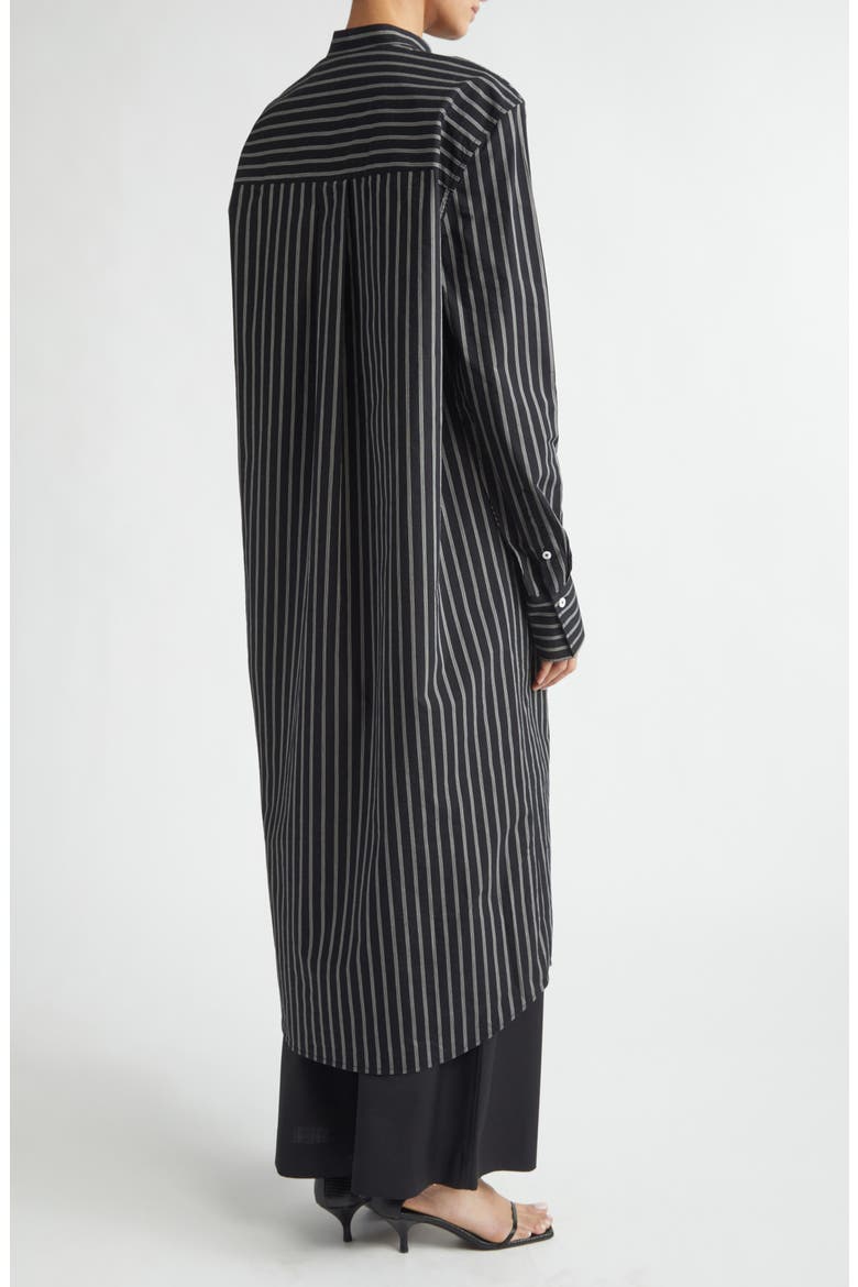 Stripe Long Sleeve Cotton Blend Tunic Shirtdress, Alternate, color, BLACK/ WHITE