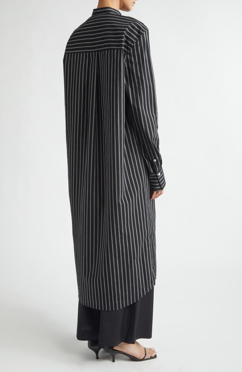 TOTEME Stripe Long Sleeve Cotton Blend Tunic Shirtdress, Alternate, color, Black/ White