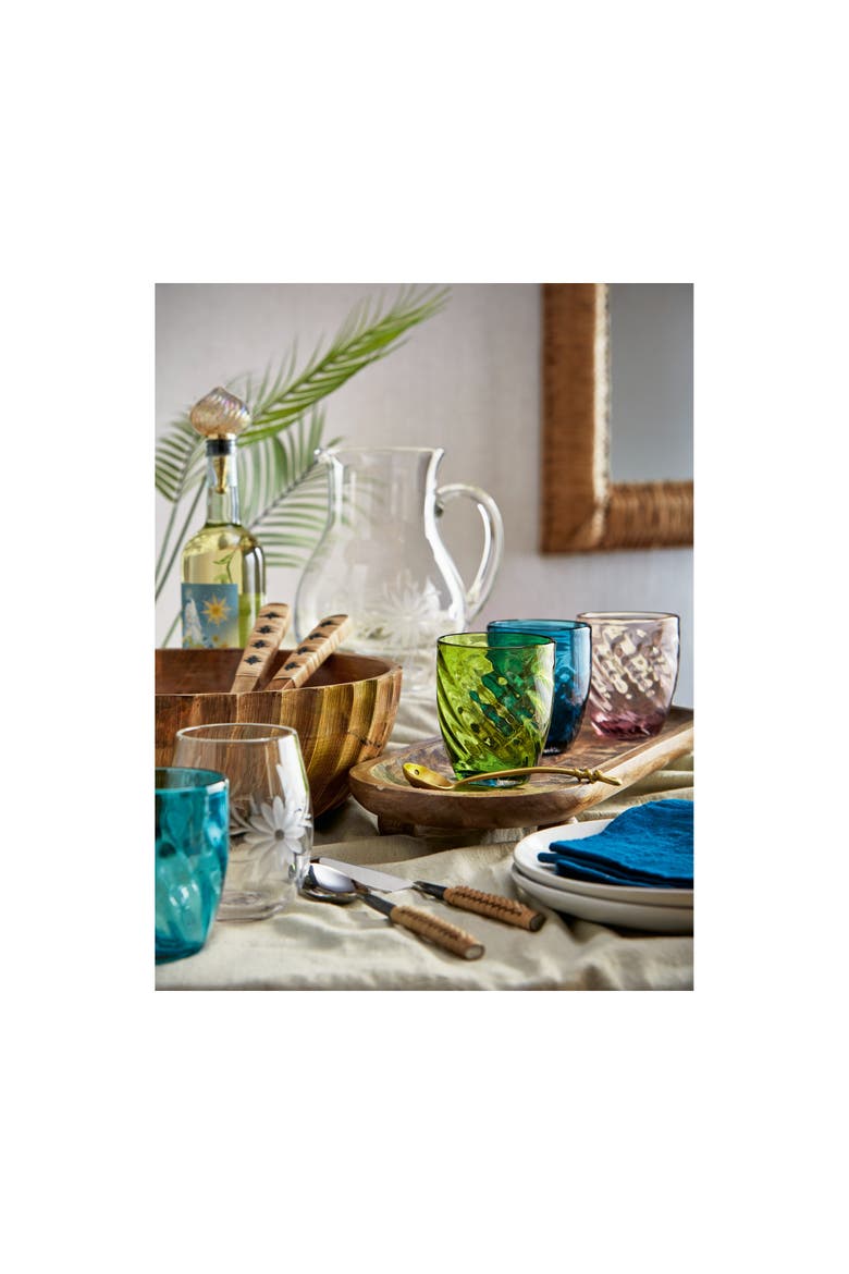 Fleur Etched Glass Tumbler Clear Drinkware for Summer, Alternate, color, Clear