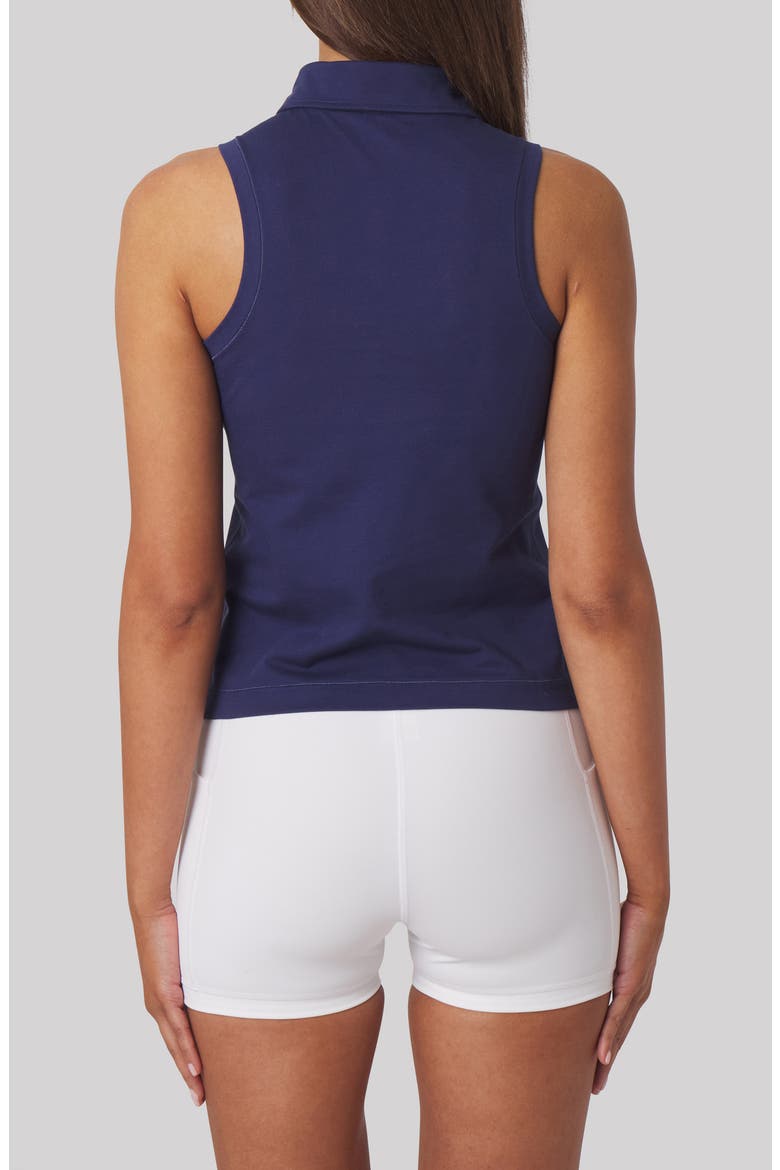 Val Sleeveless Polo with Imitation Pearl Buttons, Alternate, color, LEGACY NAVY