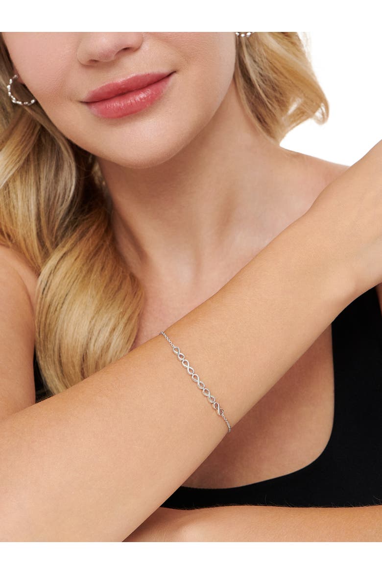 Infinity Chain Bracelet in Rhodium Plated Sterling Silver, Alternate, color, Silver