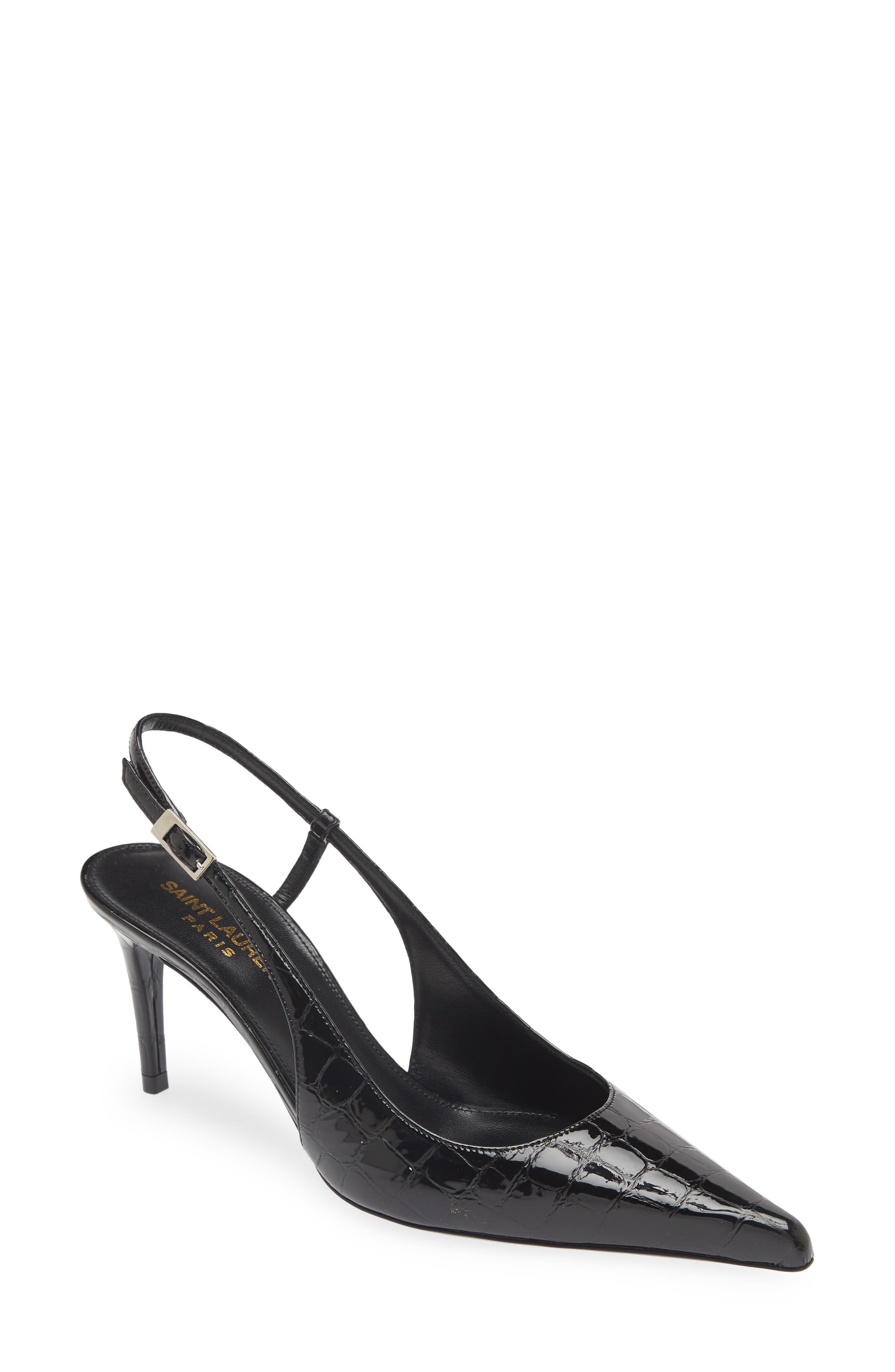 Hacker Pointed Toe Slingback Pump, Main, color, BLACK