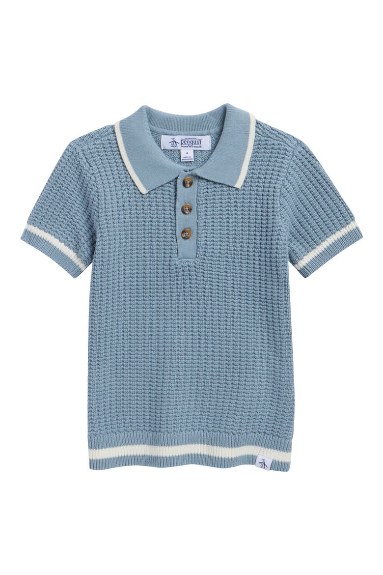 Kids' Tipped Knit Polo, Main, color, ASHLEY BLUE