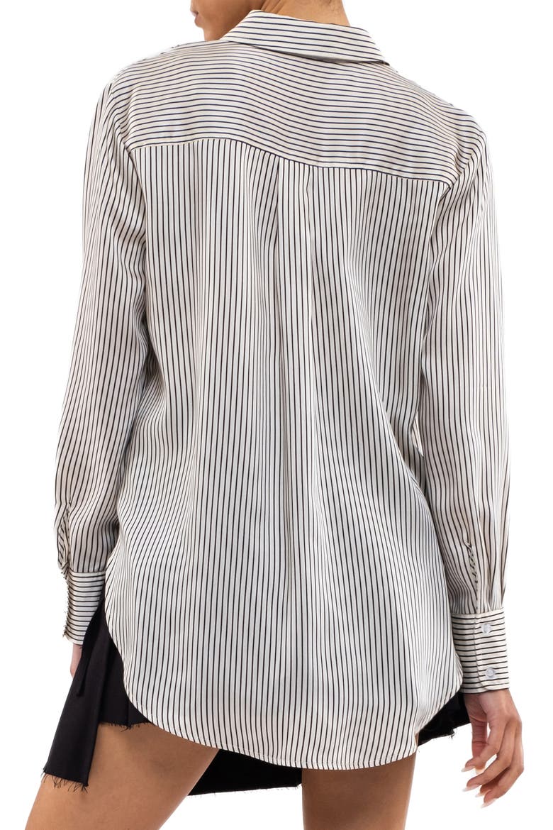 Satin Stripe Button-Up Shirt, Alternate, color, IVORY