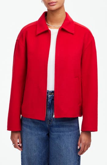 Madewell Double Face Round Sleeve Jacket In Bright Cherry