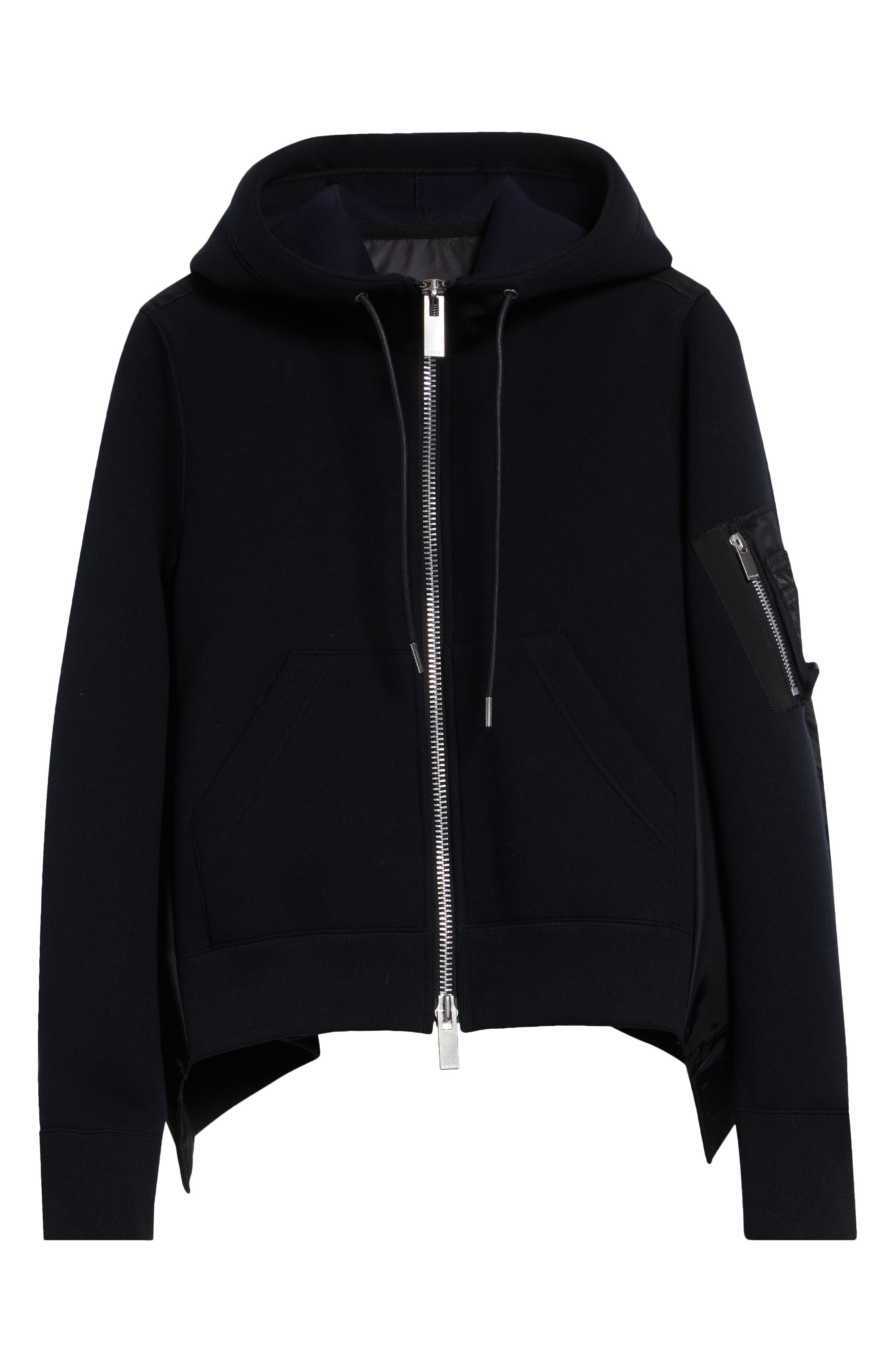 Sponge Sweat x Nylon Twill Full Zip Hoodie (Women) | Nordstrom