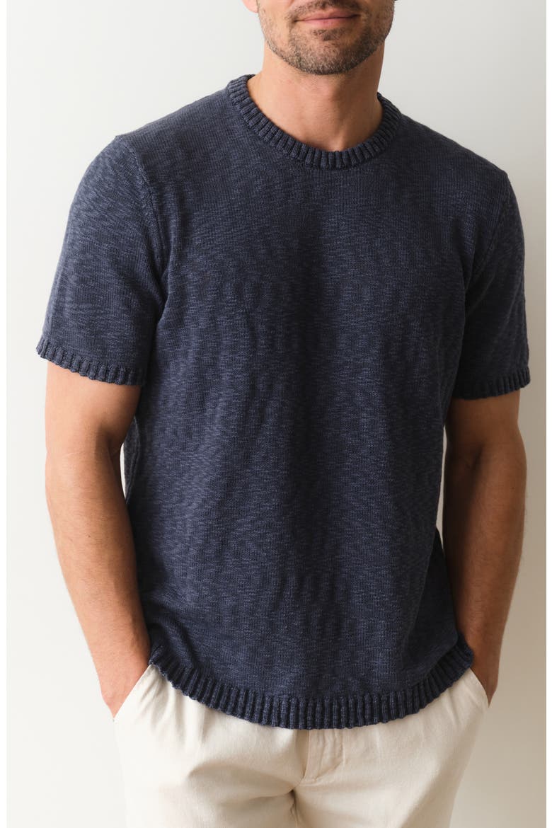 Short Sleeve Slub Cotton Sweater, Main, color, VINTAGE INDIGO