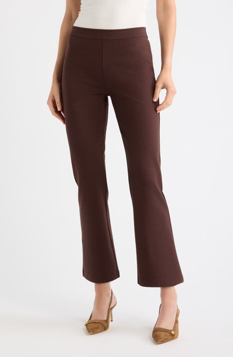 High Waist Ponte Ankle Kick Flare Pants