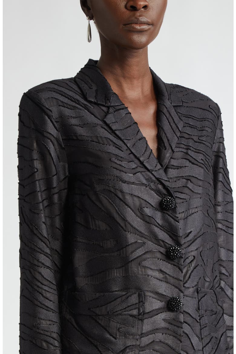 Zebra Fil Coupé Boxy Jacket, Alternate, color, BLACK