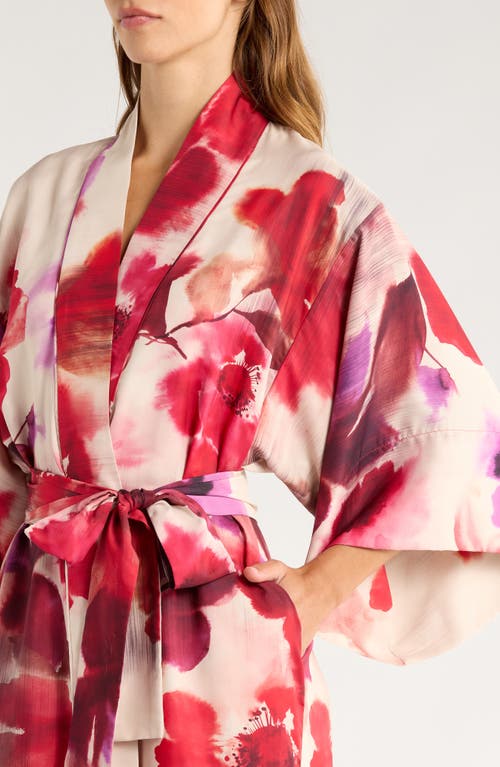 Natori Loren Charmeuse Robe In Red