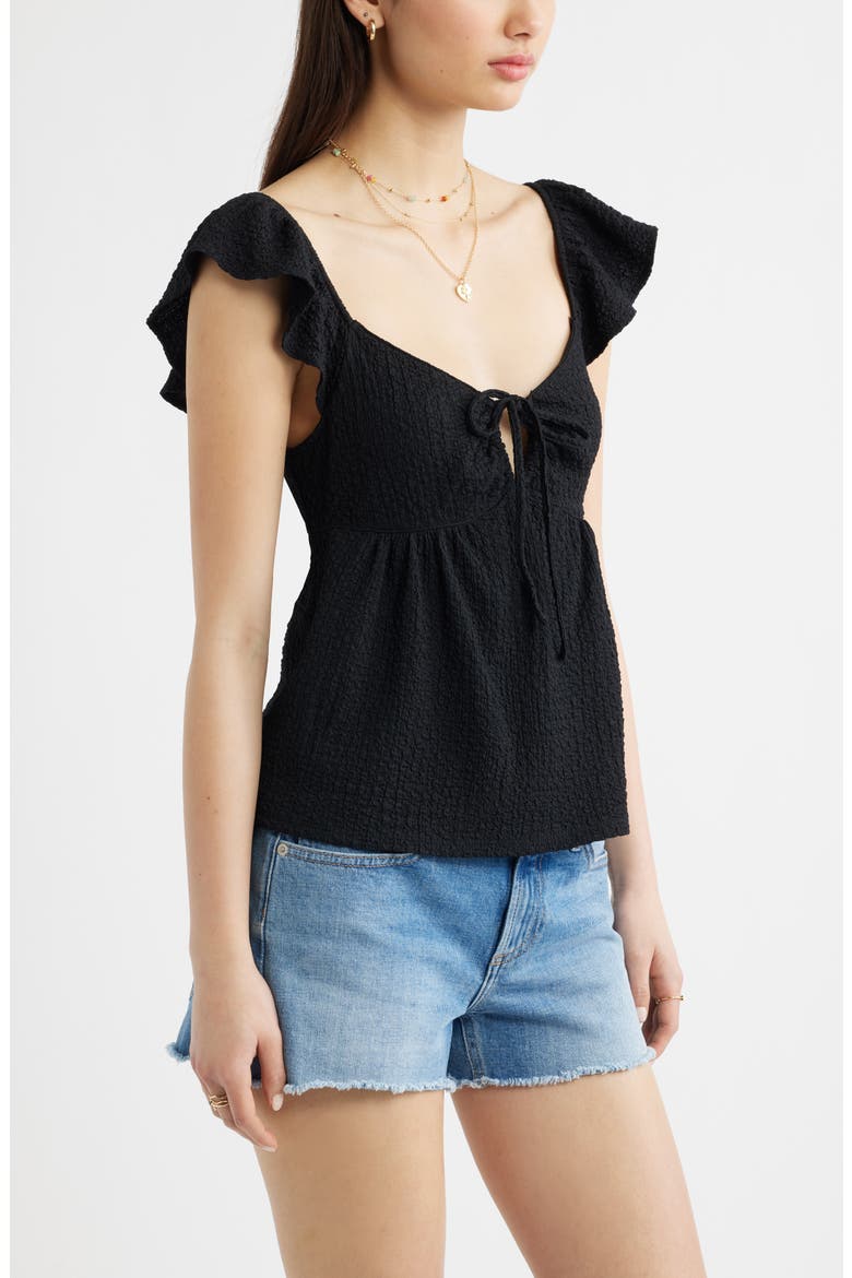 Flutter Sleeve Top, Alternate, color, BLACK