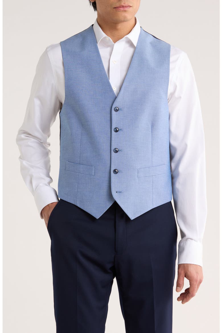 Stretch Cotton Tuxedo Vest, Main, color, BLUE SOLID