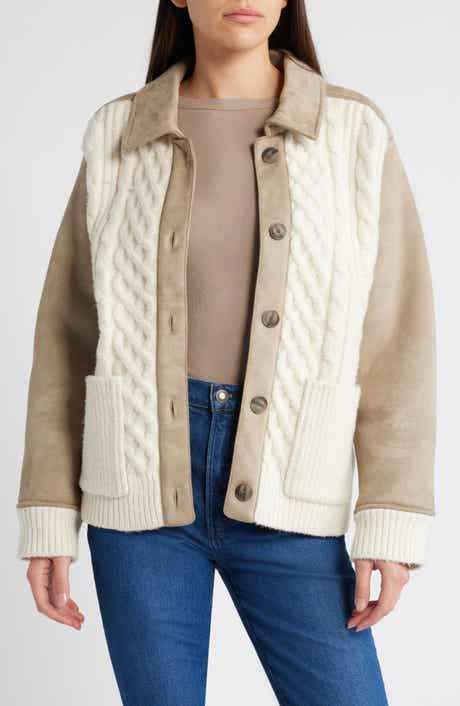 Treasure & Bond Faux Suede & Faux Shearling Sweater Jacket