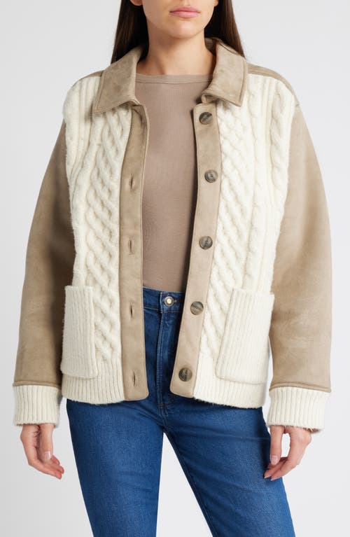 TREASURE & BOND TREASURE & BOND FAUX SUEDE & FAUX SHEARLING SWEATER JACKET