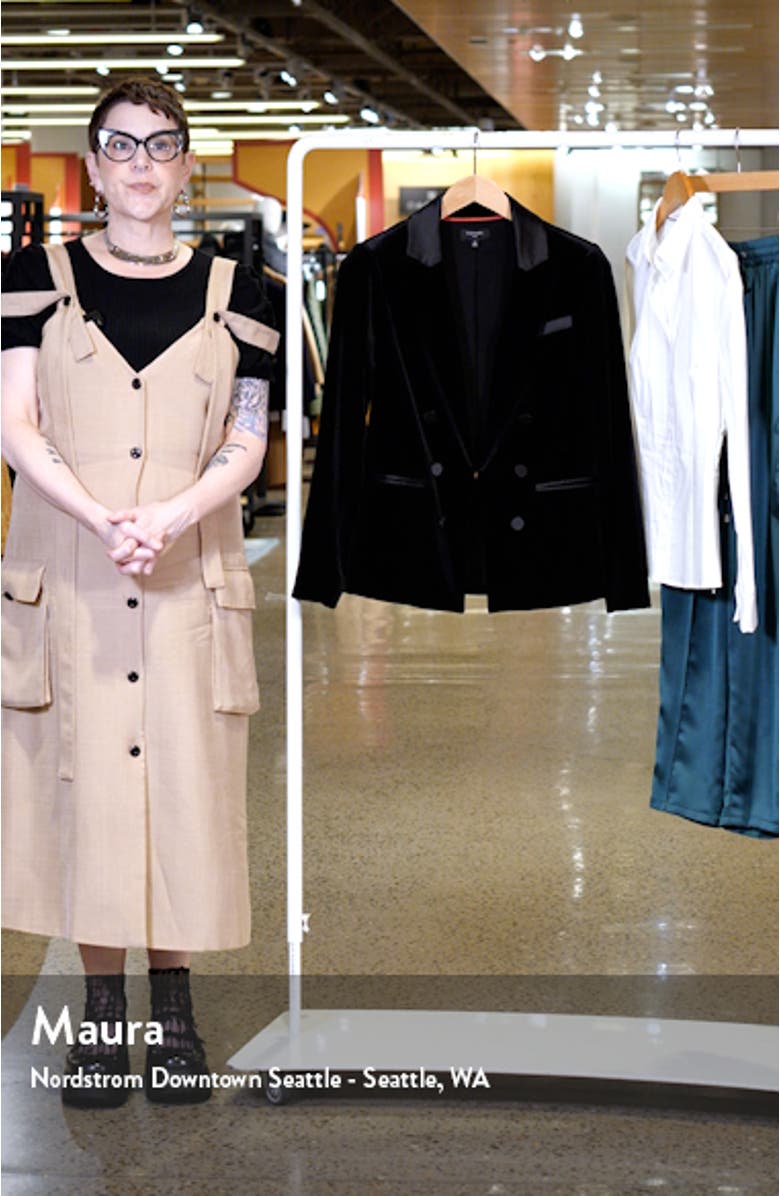 Faux Double Breasted Velvet Blazer, sales video thumbnail