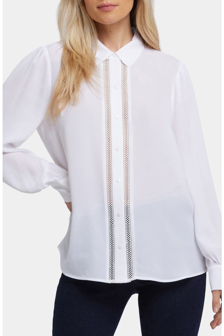 Tiffany Open Stitch Recycled Polyester Georgette Top, Main, color, OPTIC WHITE