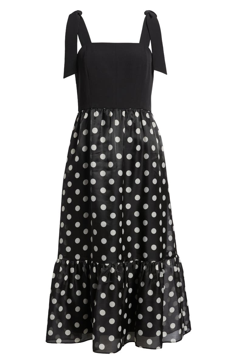 Anne Klein Tie Strap Tiered Skirt Dress, Alternate, color, Anne Black/ Anne White