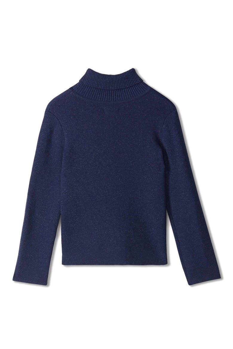 Kids' Glitter Turtleneck Top, Alternate, color, PATRIOT BLUE