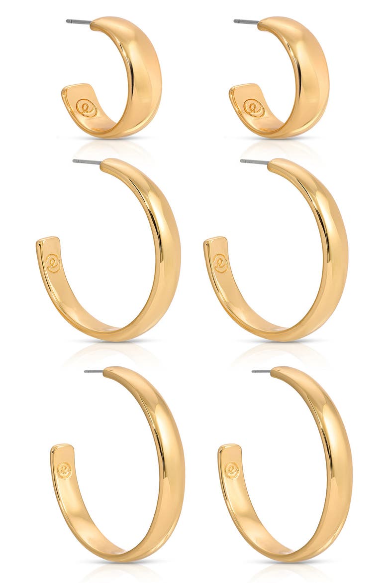 Hoop Party Set of 3 Earrings, Alternate, color, GOLD