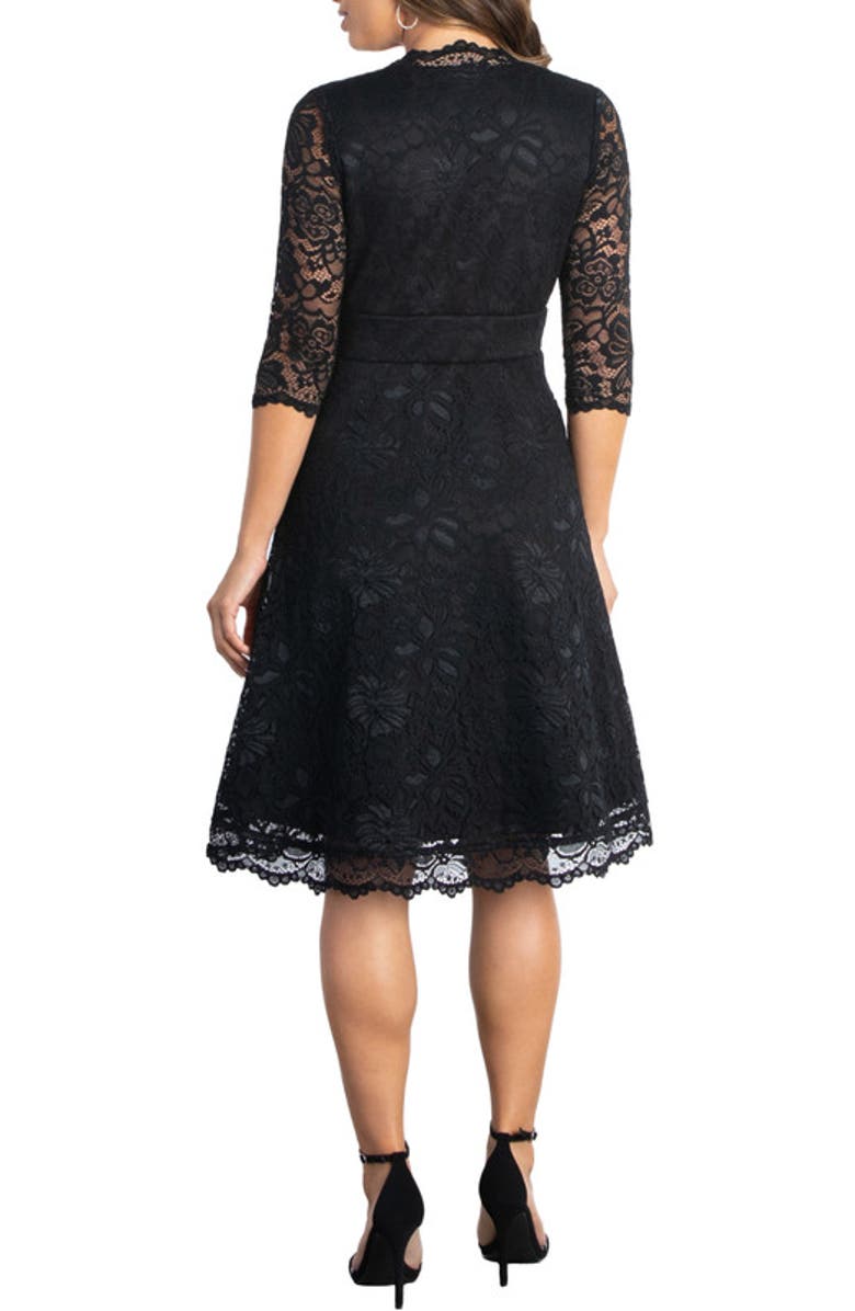 Kiyonna Mademoiselle A-Line Lace Cocktail Dress, Alternate, color, Onyx