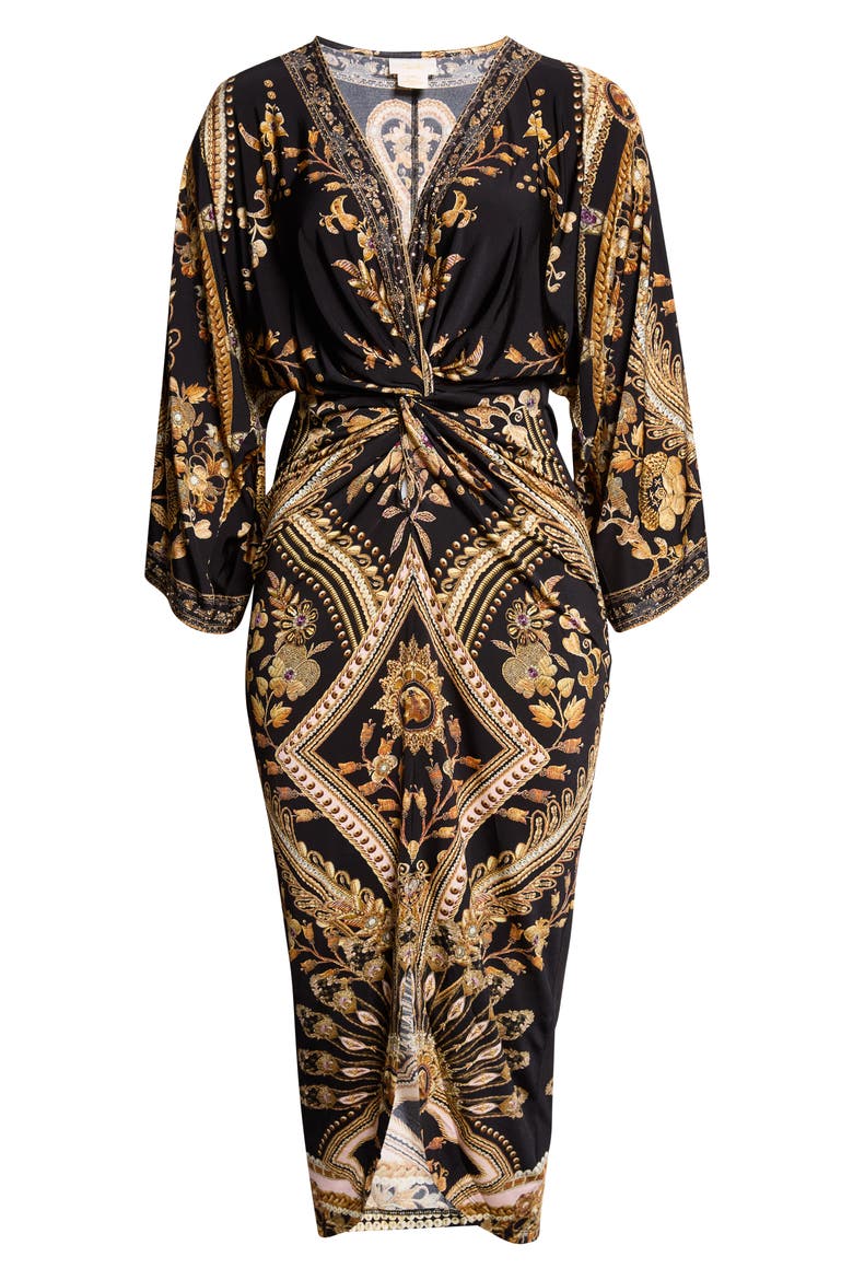 Taurus Rising Twist Detail Jersey Midi Dress, Alternate, color, TAURUS RISING