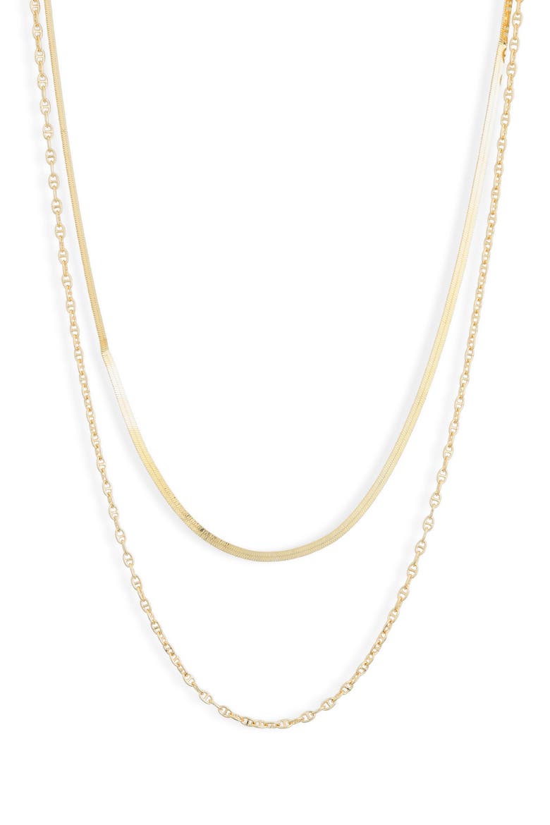 Herringbone Layered Chain Necklace, Alternate, color, GOLD