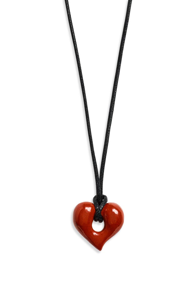 Molten Red Jasper Heart Cord Pendant Necklace, Main, color, JASPER