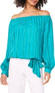 Vince Camuto Stripe Off the Shoulder Tie Hem Top
