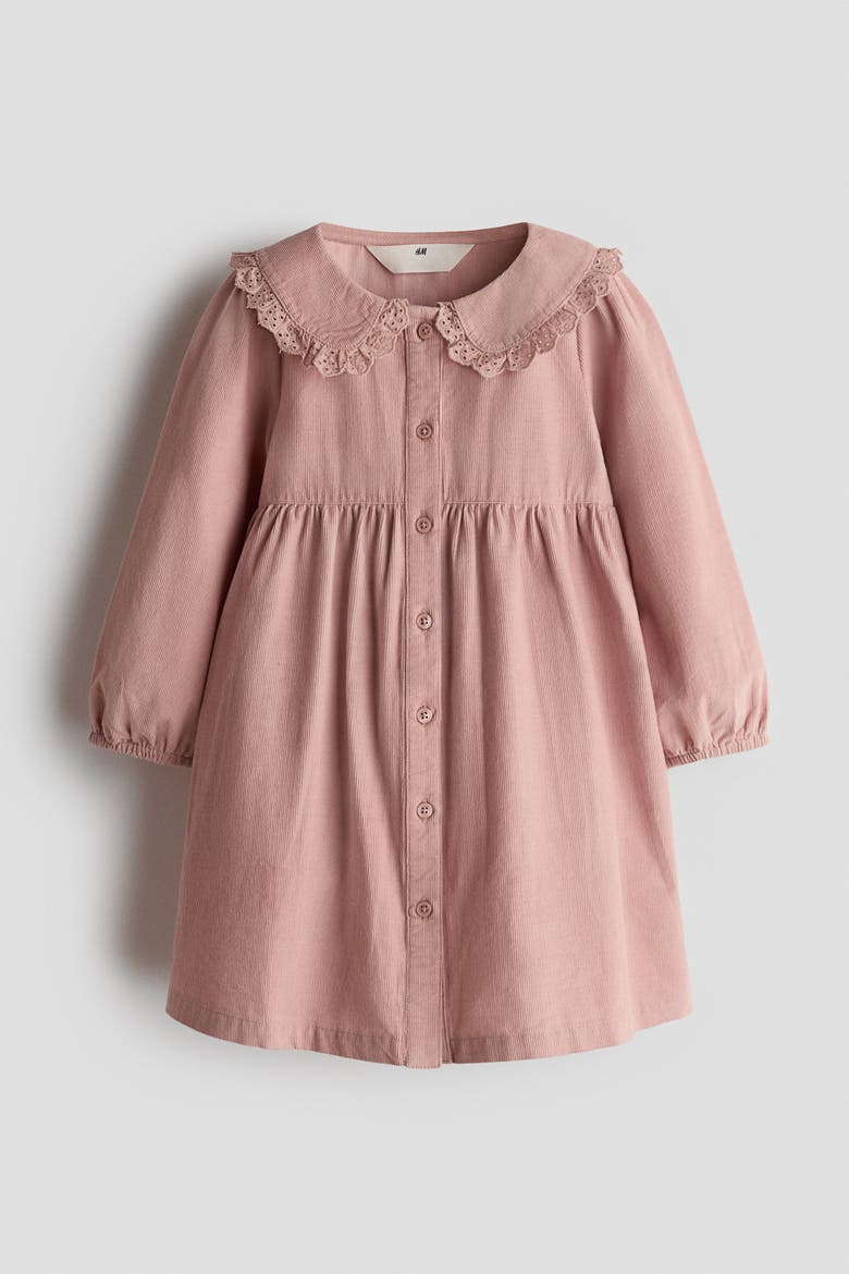 Corduroy Dress With Peter Pan Collar, Main, color, Dusty rose