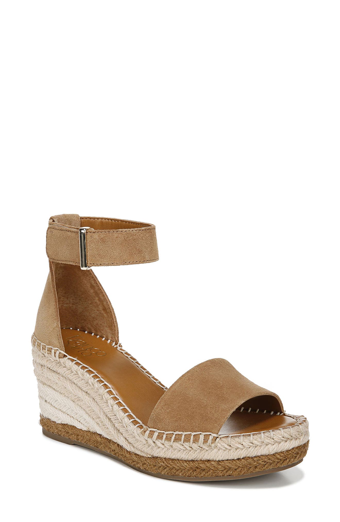 Clemens Espadrille Wedge Sandal, Main, color, TOASTED BARLEY SUEDE