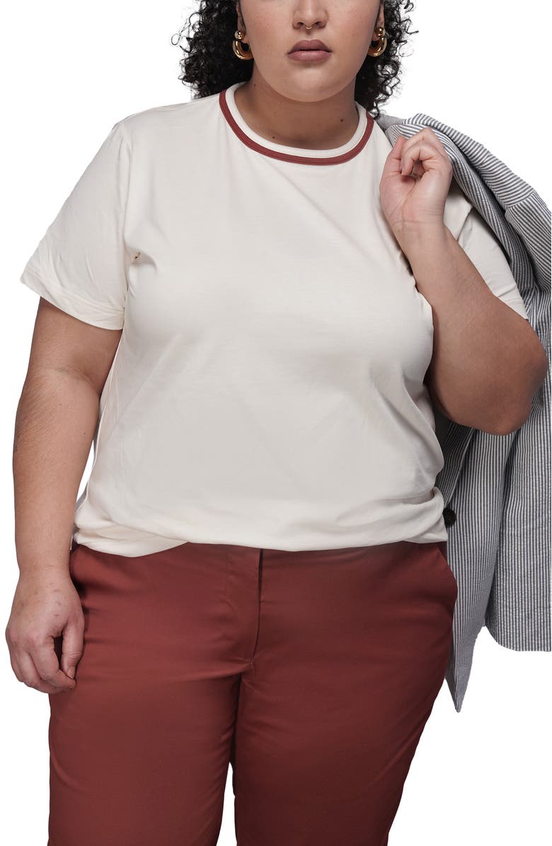 Wilfang The Everyday Ringer Tee, Alternate, color, White/Cinnamon