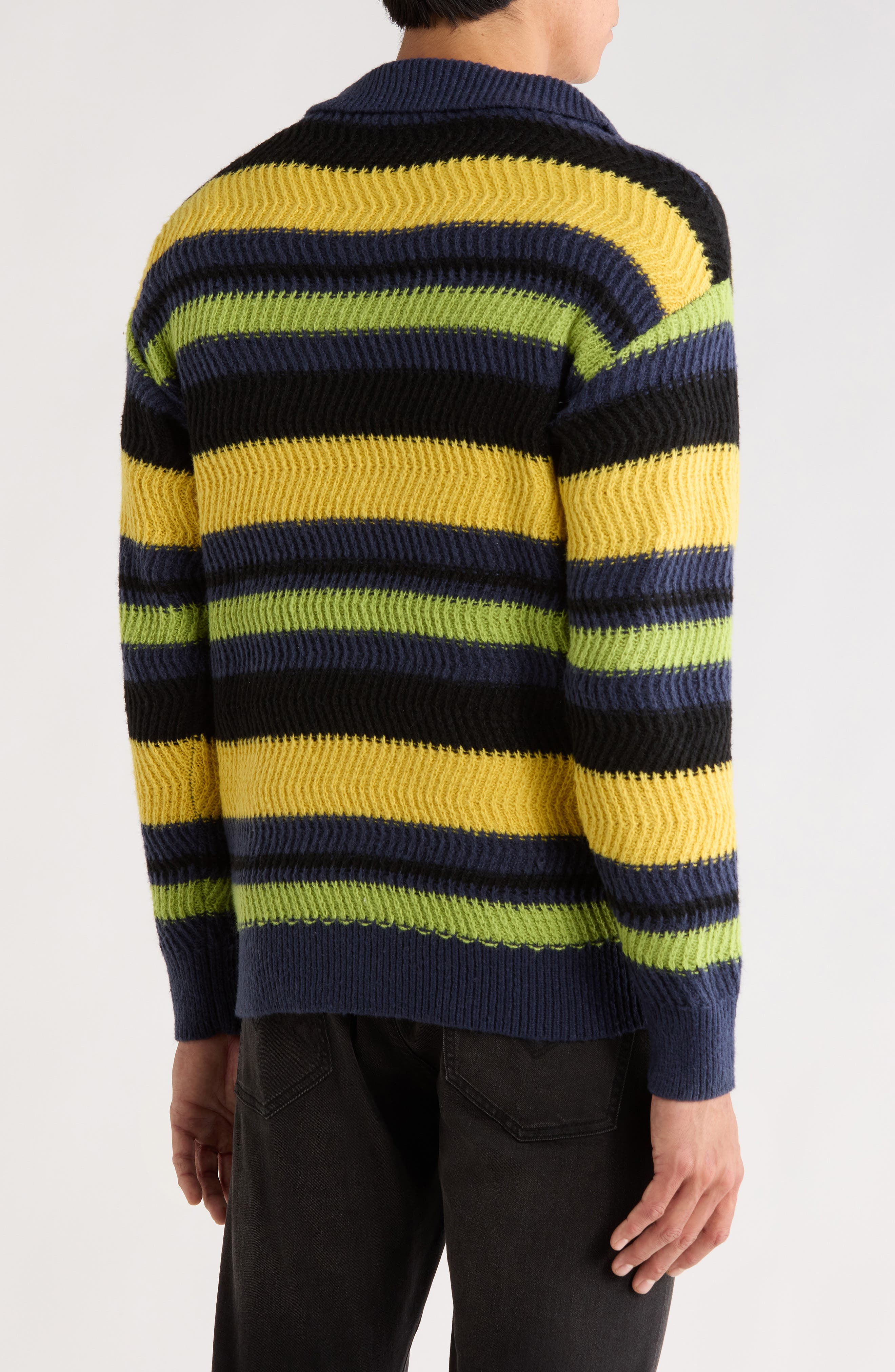 Cooper Stripe Long Sleeve Polo Sweater - image 2