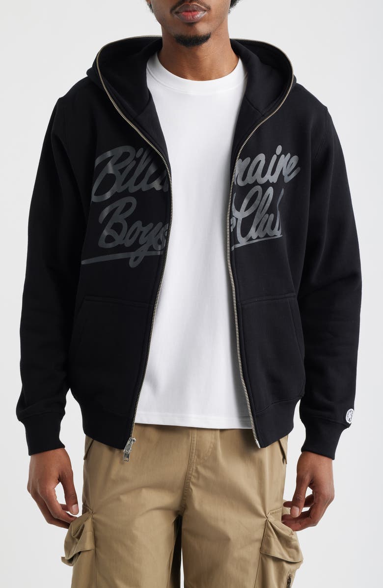 Billionaire Boys Club Script Logo Cotton Fleece Hoodie, Main, color, Black