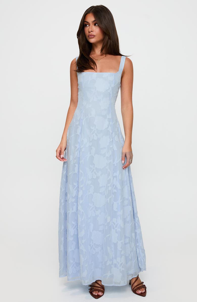 Princess Polly Margaux Floral Burnout Gown, Main, color, Blue